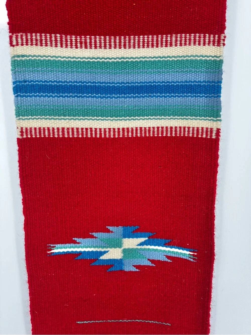 Vintage Ortega's Chimayo Handwoven Wool Southwest Table Runner 58”